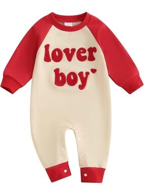 Lover Boy Red & Cream One-Piece Valentine’s Day Romper